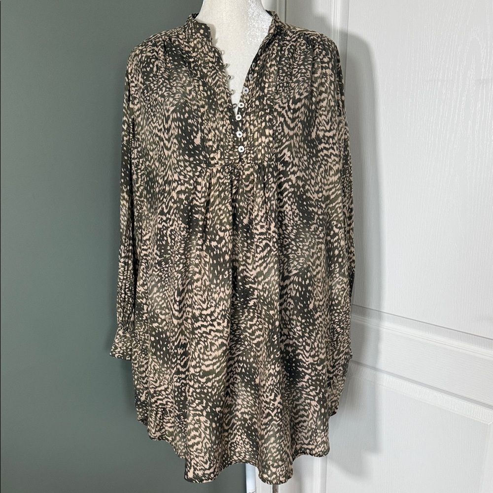Joie Olive and Cream Patterned Dress